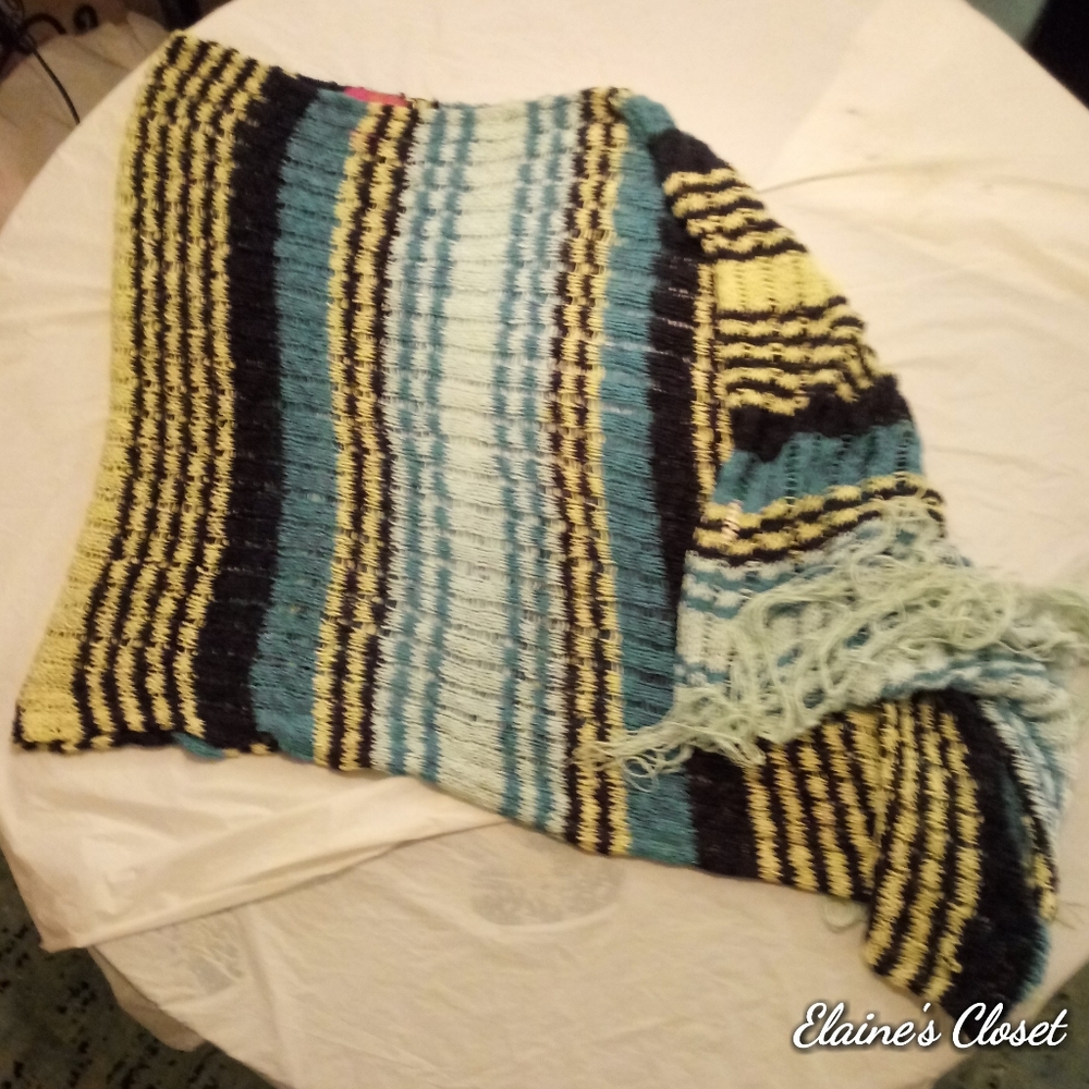 Thalia Sodi Open Weave Striped Poncho